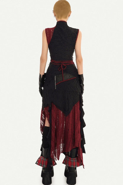 Dark A-Line Color-Block Skirt