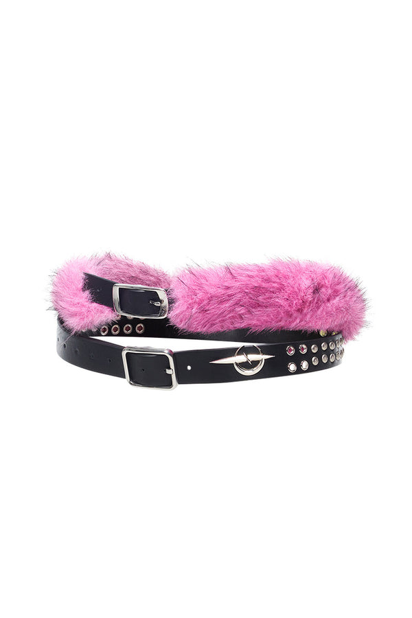 Double Strap Studded Leather Belt