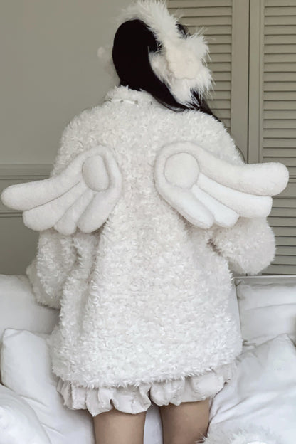 Detachable Angel Wings Furry Coat