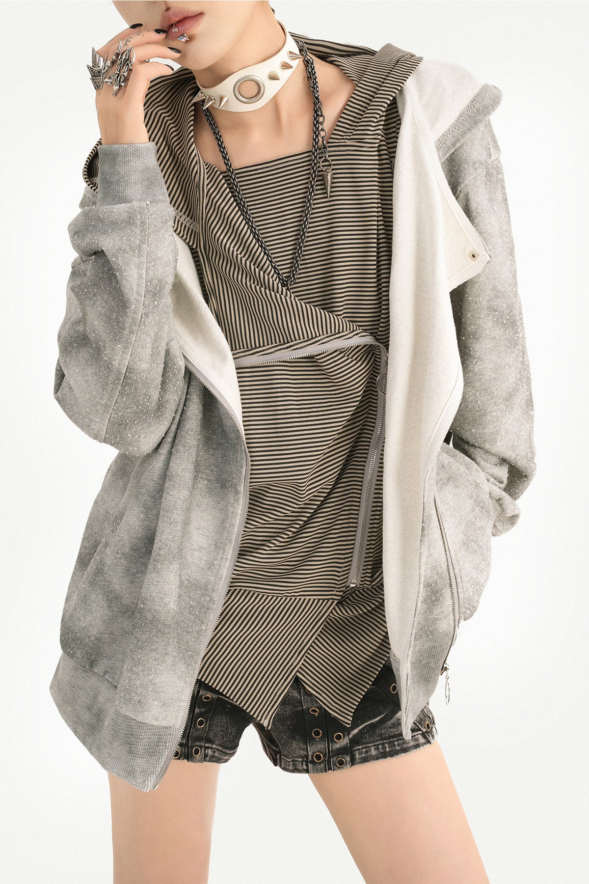 Y2K Layered-Look Hooded Jacket