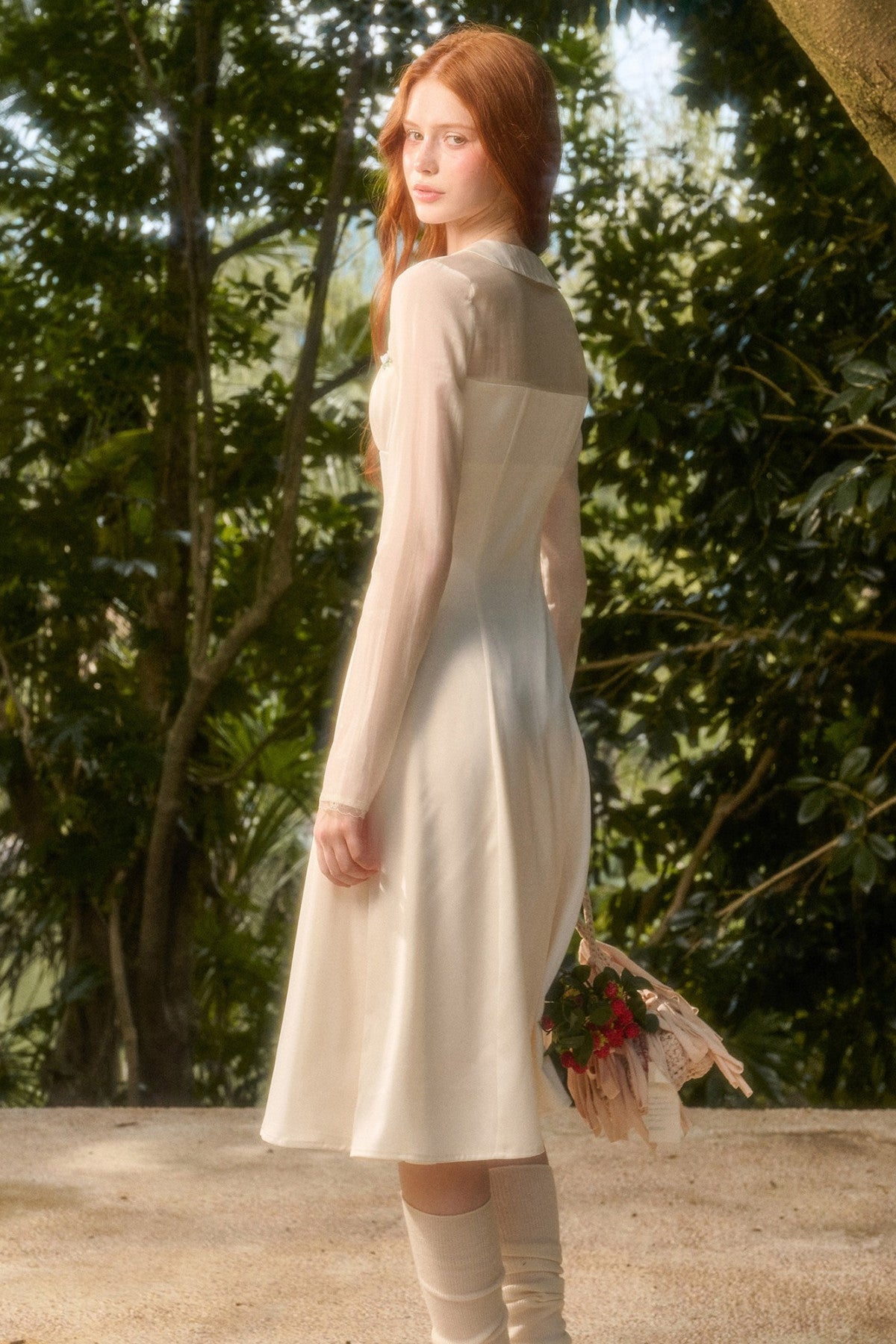 Satin Tencel Lapel Dress Set-Up