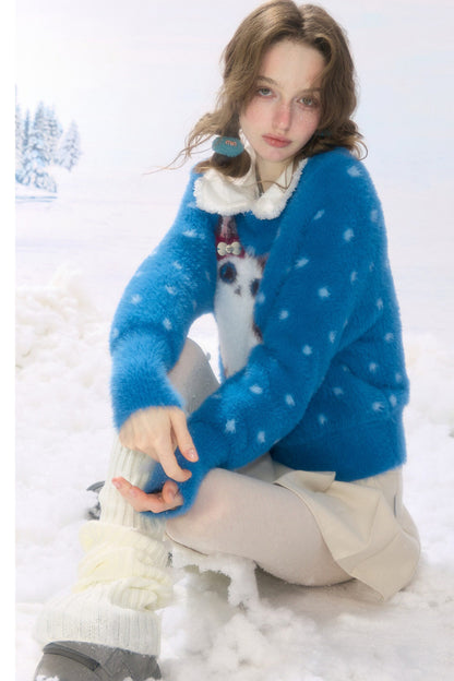 Blue Cat Polka Dot Sweater