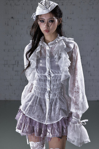 Lace Ruffle Collar Blouse