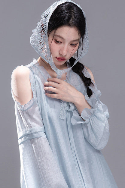 Lyocell Off-Shoulder Shirt and Shorts Set-Up