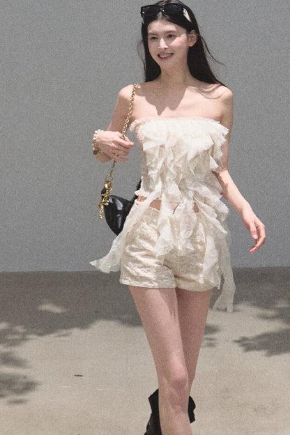 Ruffle Lace Tube Top