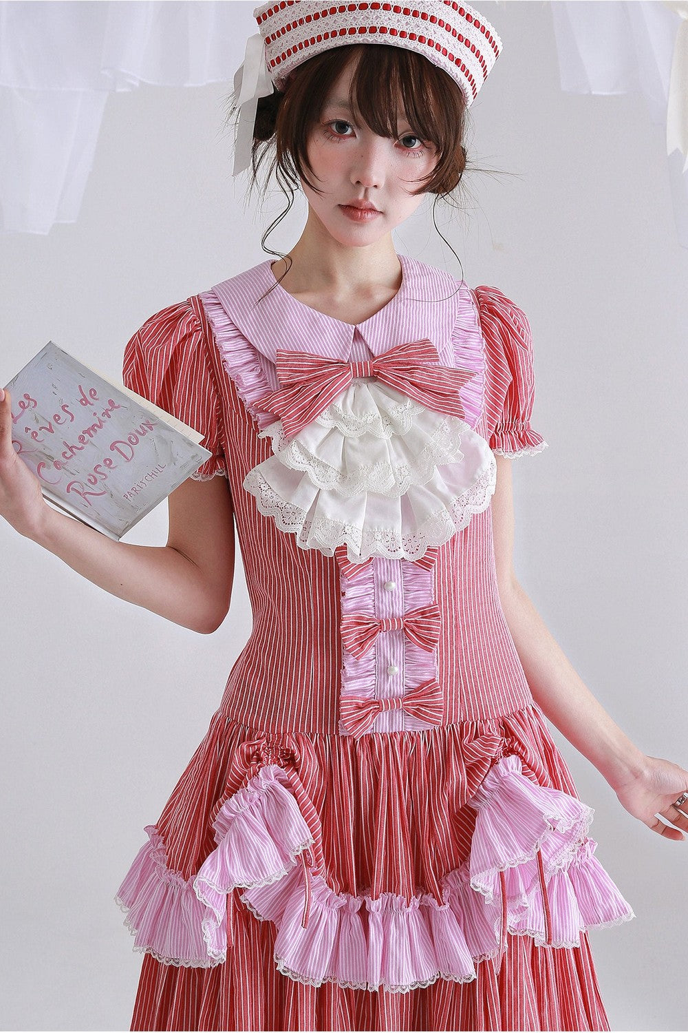 Red Retro Striped Lolita Dress