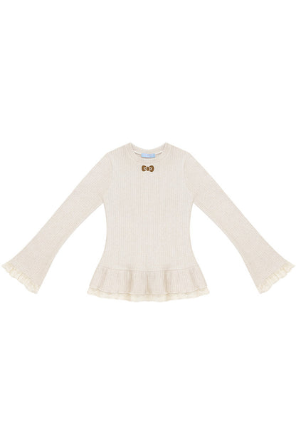 Apricot Butterfly Knit Sweater