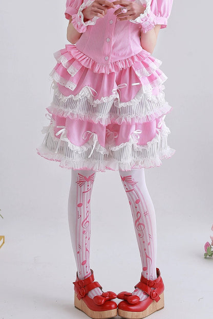 Pink Striped Puffy Skirt