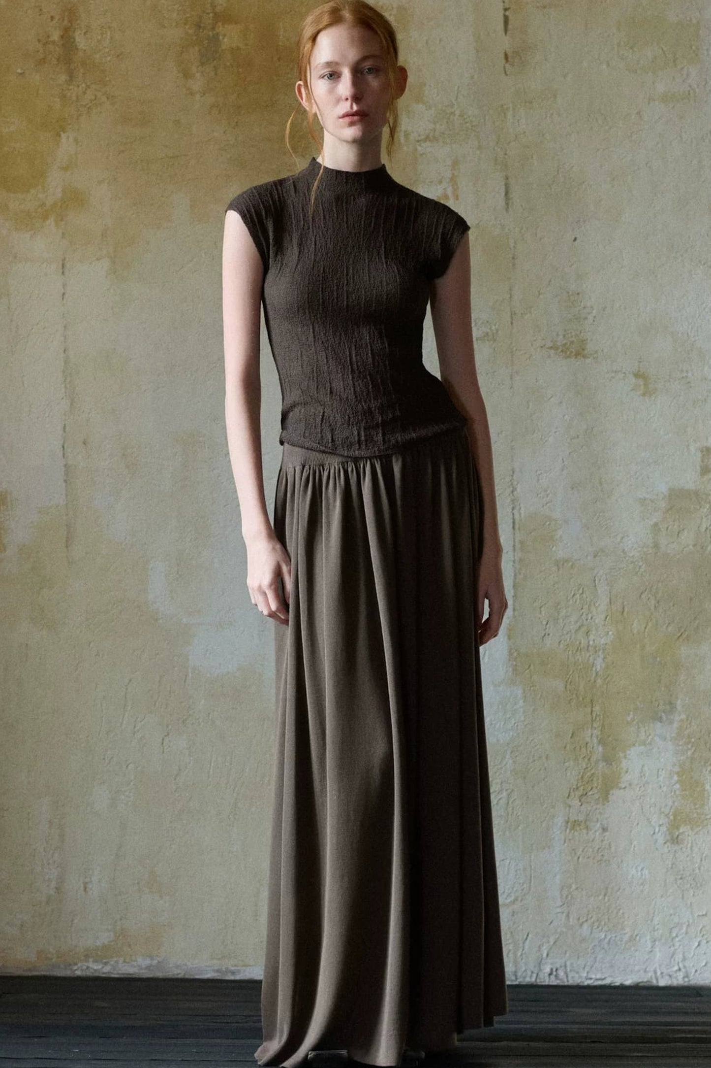 Coffee Tencel Knitted Top