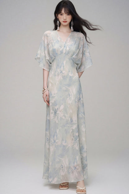 Pink Lotus Gradient Floral Dress