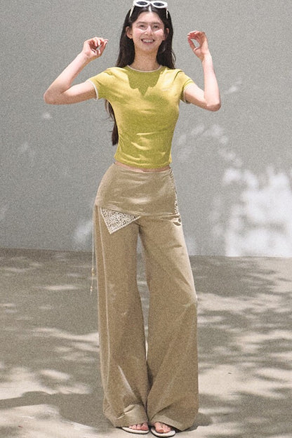 Color-Block Embroidered Summer Top