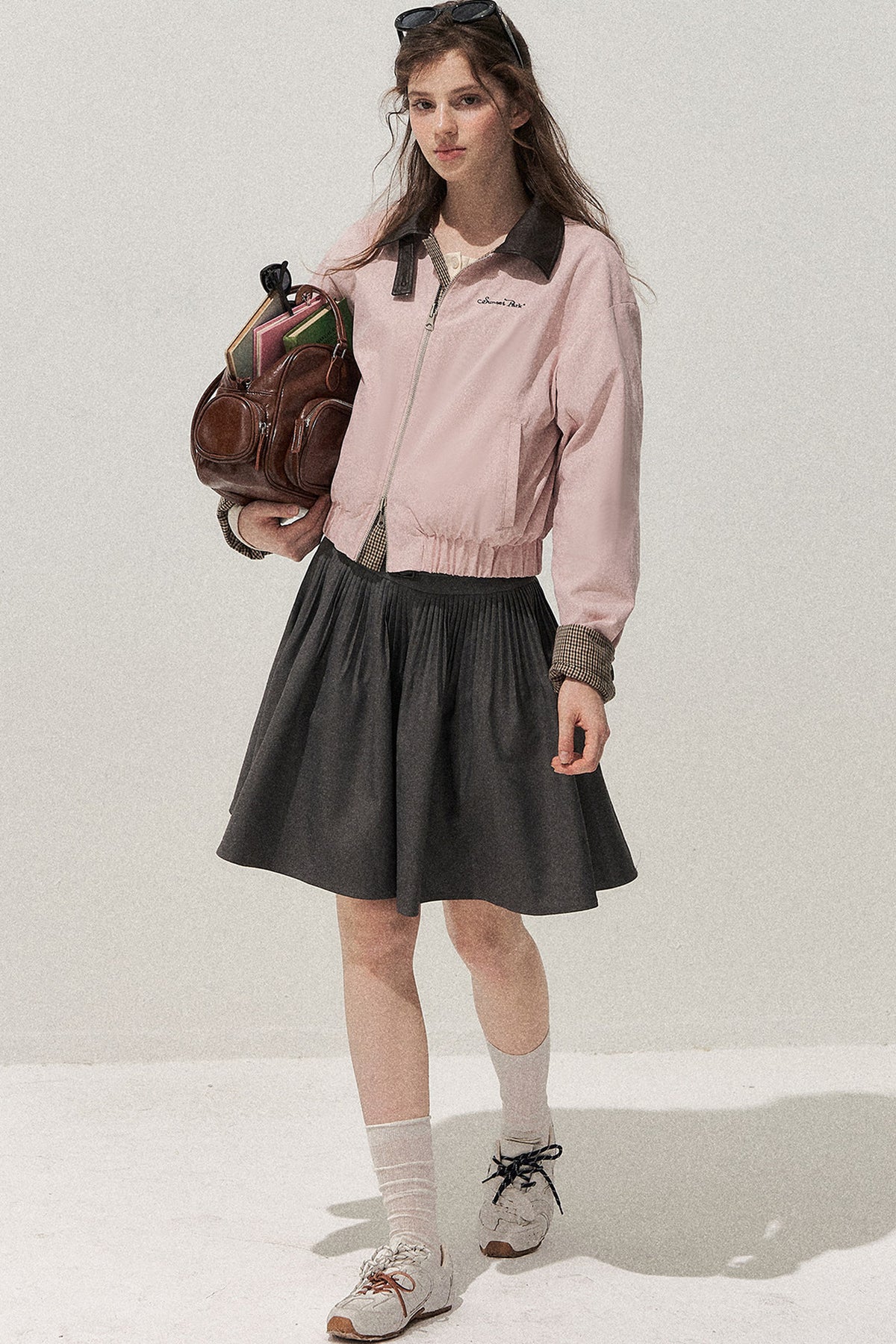 Giacca rosa reversibile pied-de-poule