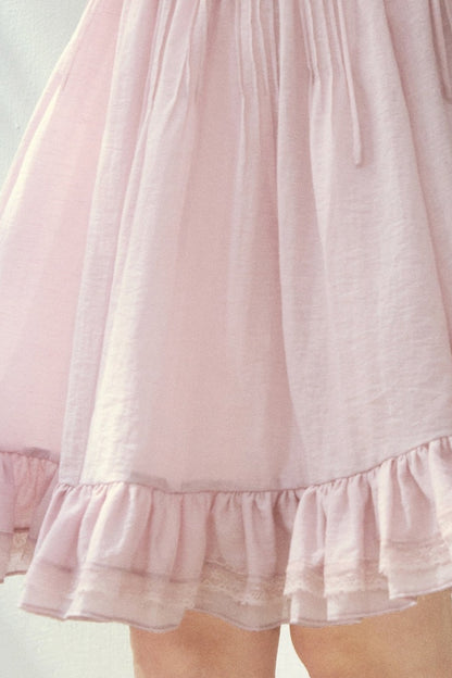 Purple Ruffle Trim Blouse and Tiered Skirt Set
