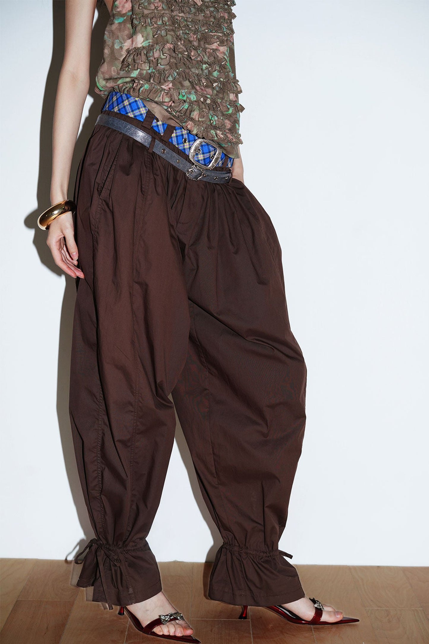 Retro Solid Color Balloon Pants