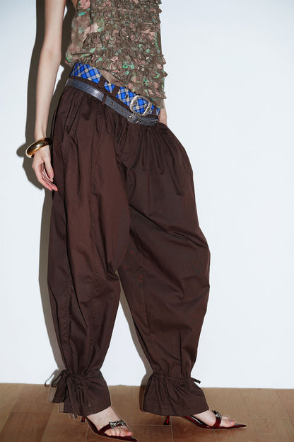 Retro Solid Color Balloon Pants