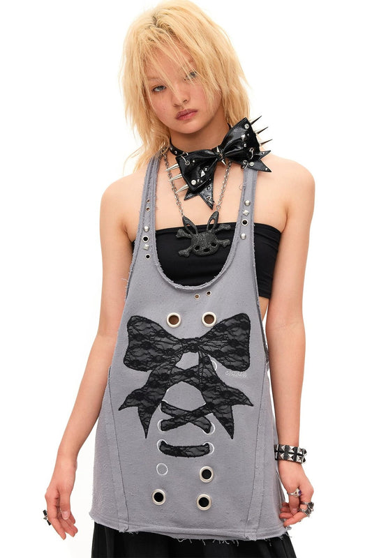 Studded Lace Bow Vest