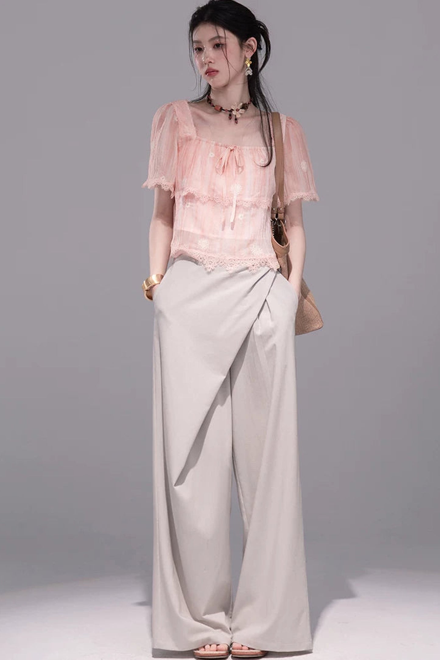 Cloudy Pink Ruffle Blouse