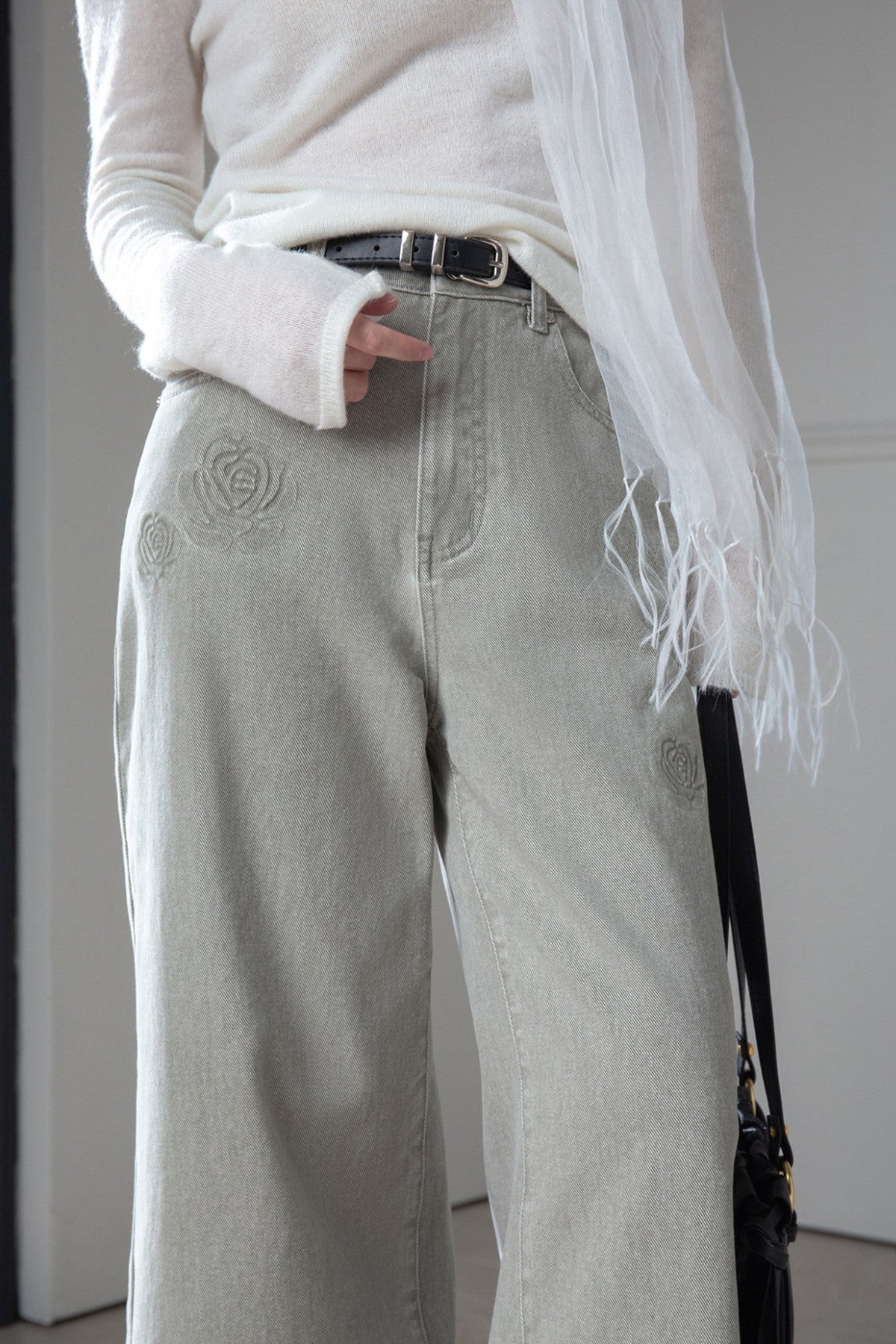 Washed Green Rose Jeans