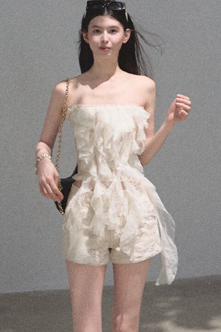 Ruffle Lace Tube Top