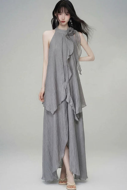 Misty Rose Halter Dress