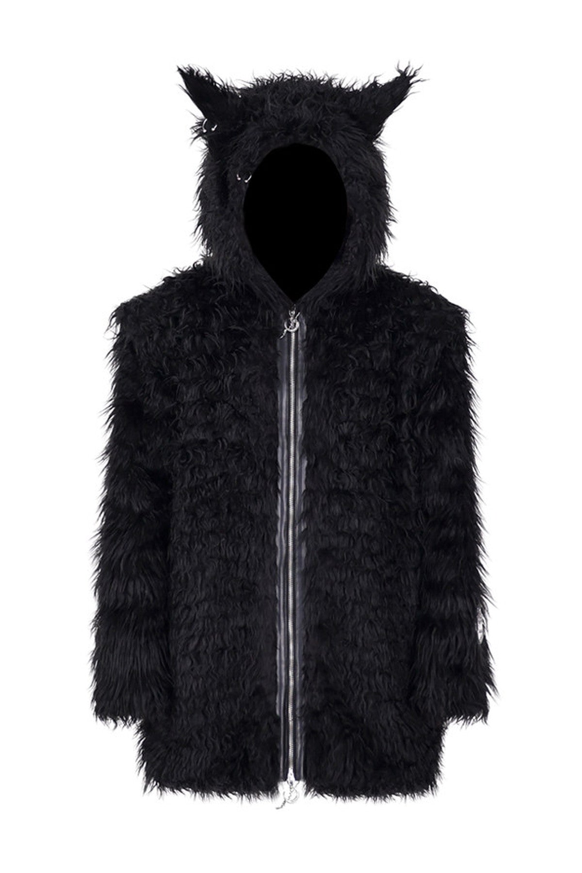 3D Cat Ears Hooded Faux Fur Jacket