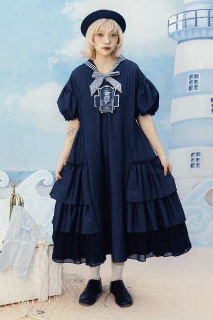 3D Sofa Embroidered Denim Dress