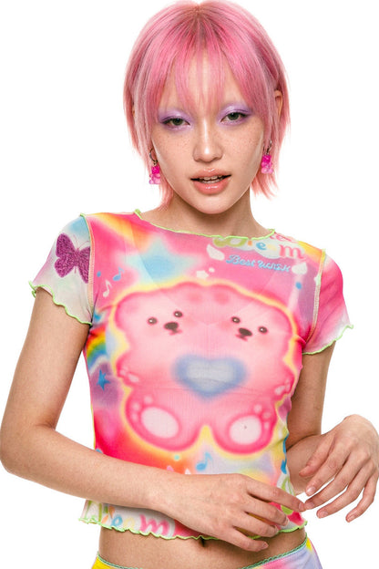Dopamine Rainbow Mesh Dress