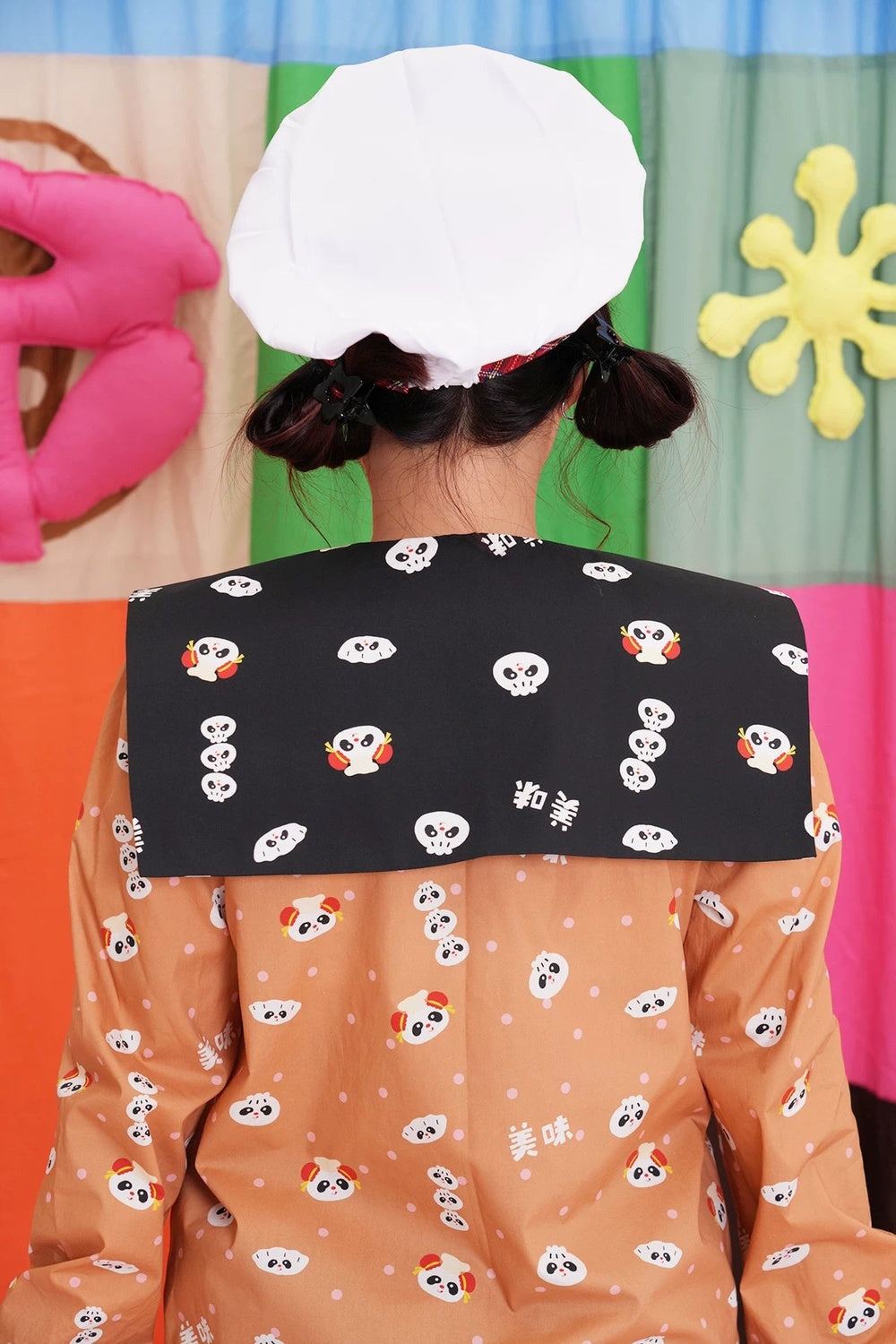 Panda Print Fake Collar