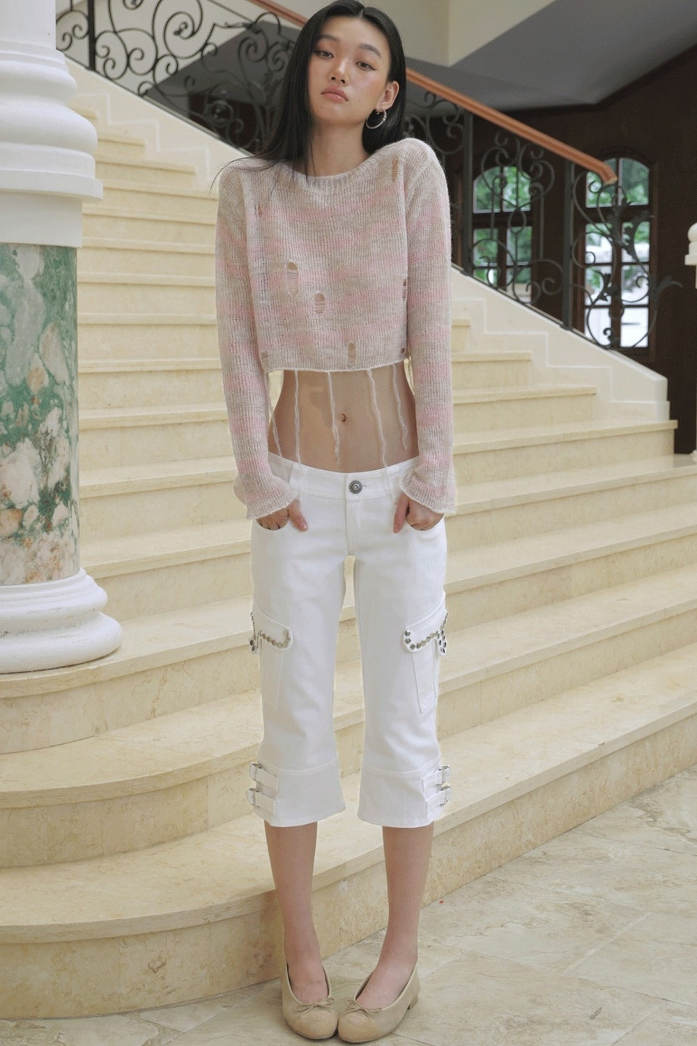 Rivet Washed Cargo Pants