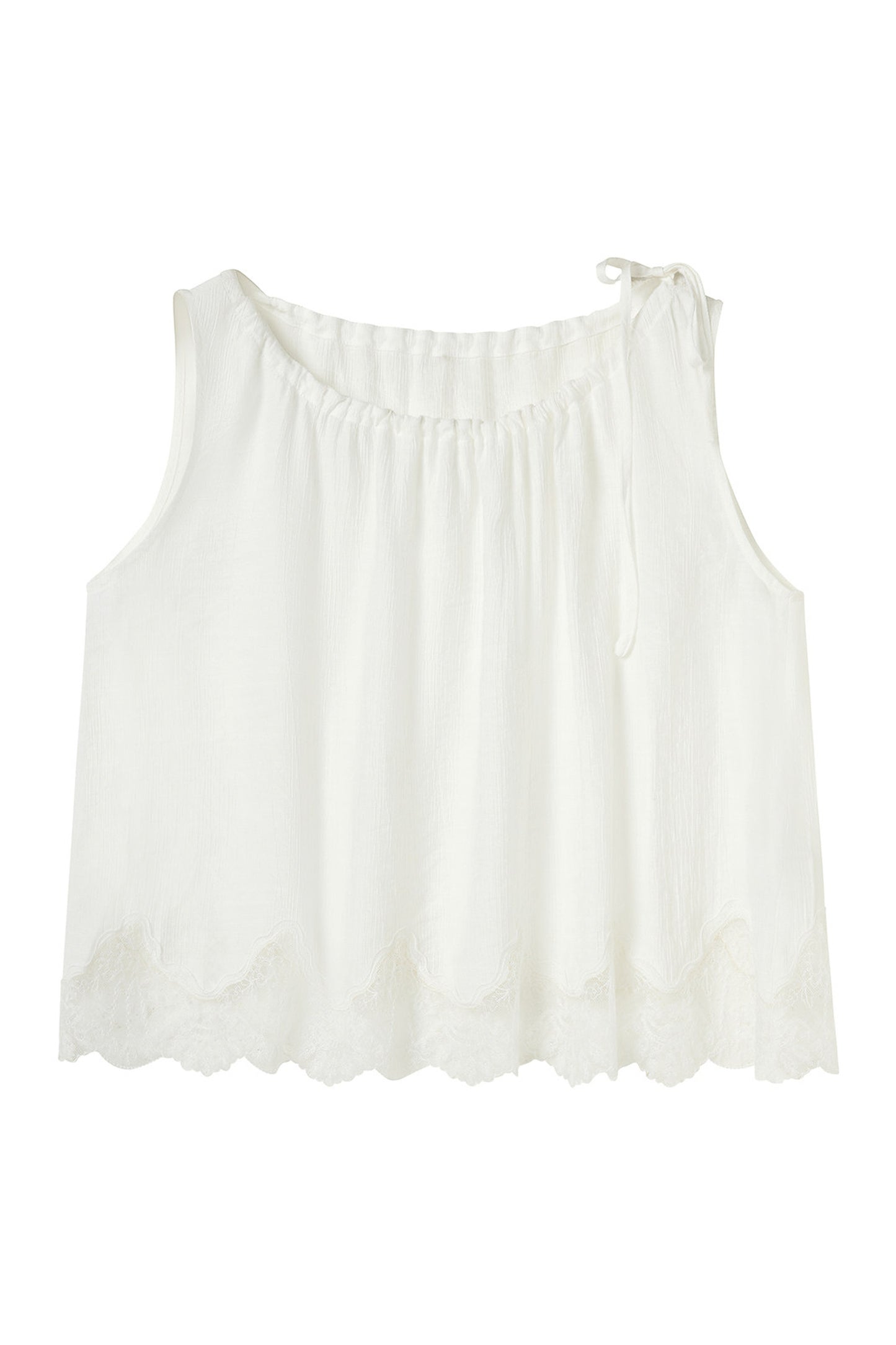 White Lace Trim Tank Top and Pants Set