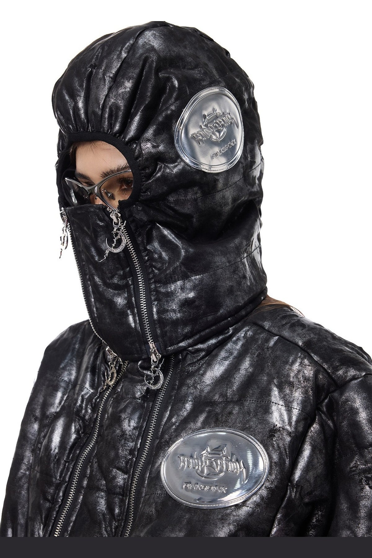 Y2K Space Black Silver Double Zipper Jacket