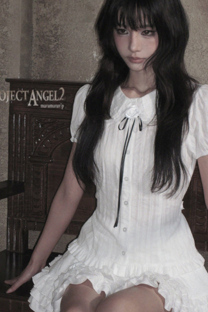 White Rose Jacquard Tiered Skirt