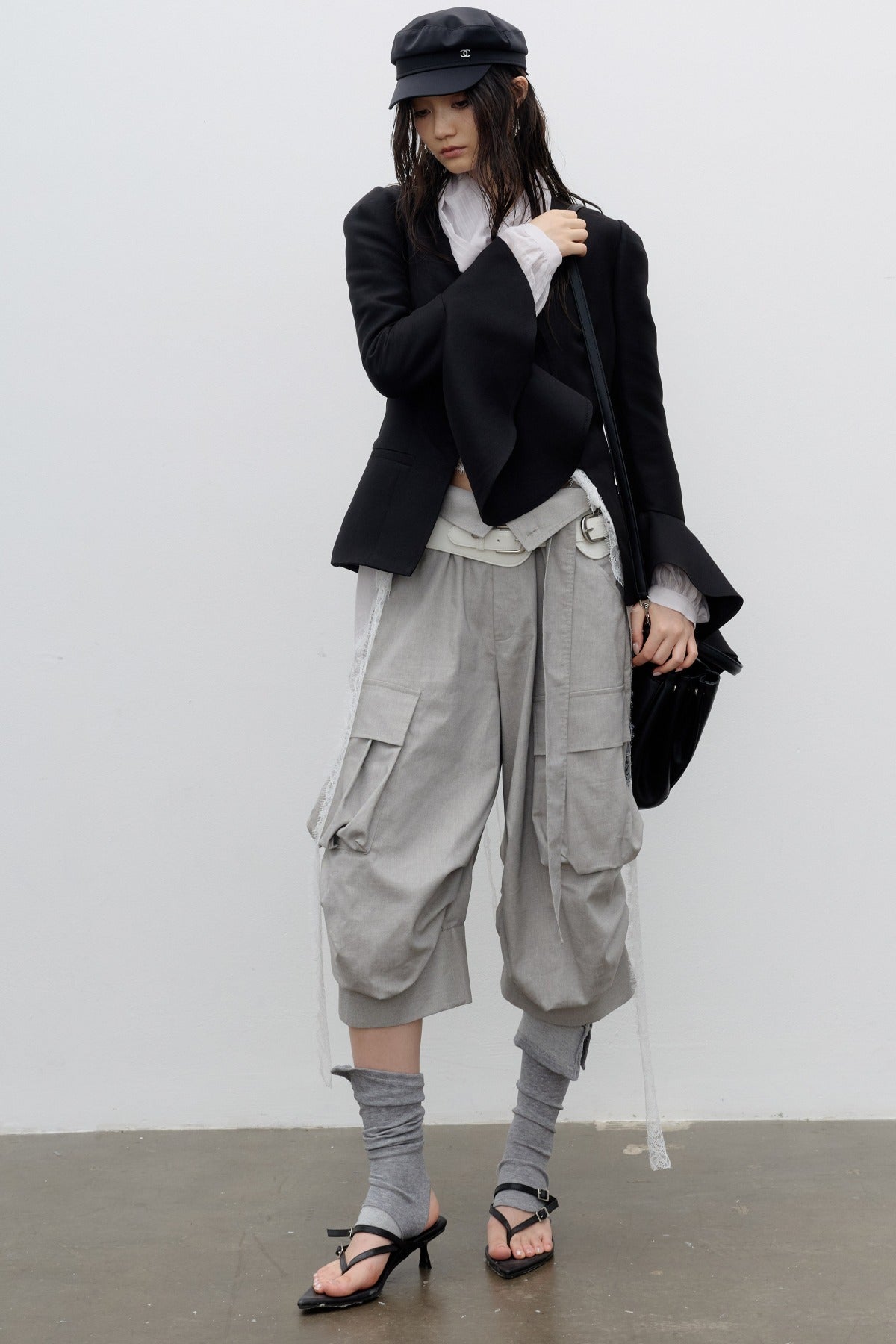 Button-Decorated Bell-Sleeve Jacket