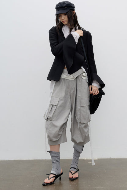 Button-Decorated Bell-Sleeve Jacket