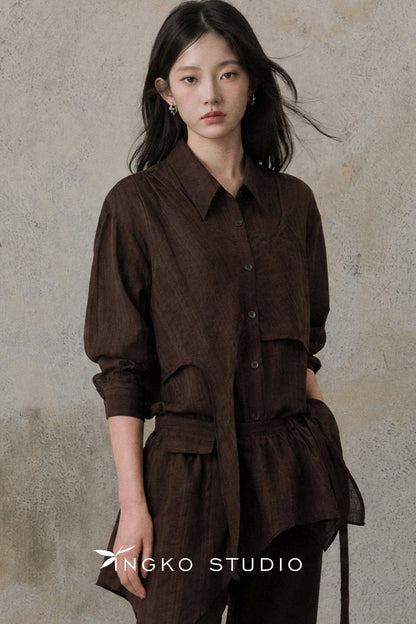 Layered-Look Blouse and Skirt Set-Up