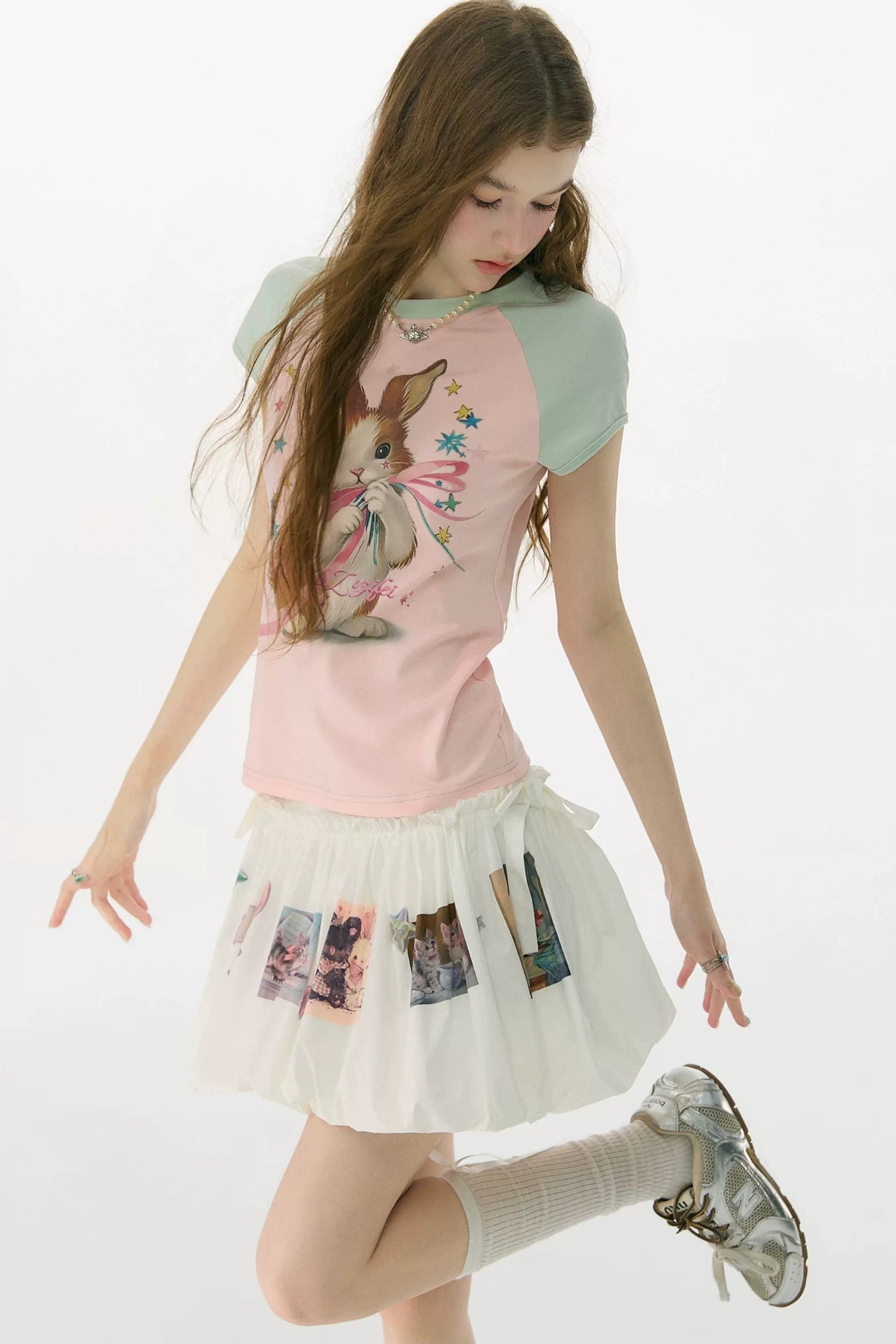 Retro Rabbit Print Top