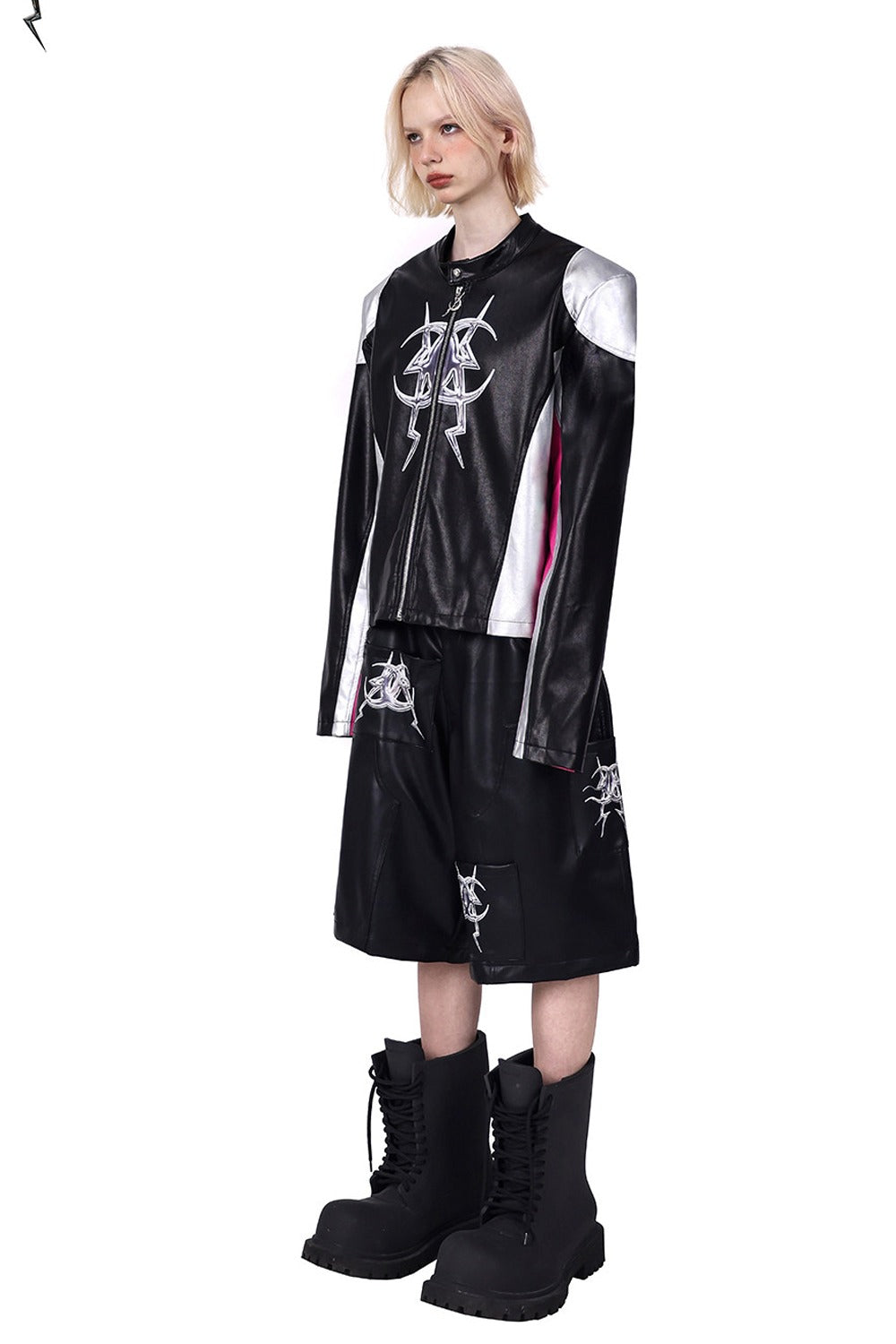 Cyberpunk Leather Shoulder Pad Motorcycle Jacket