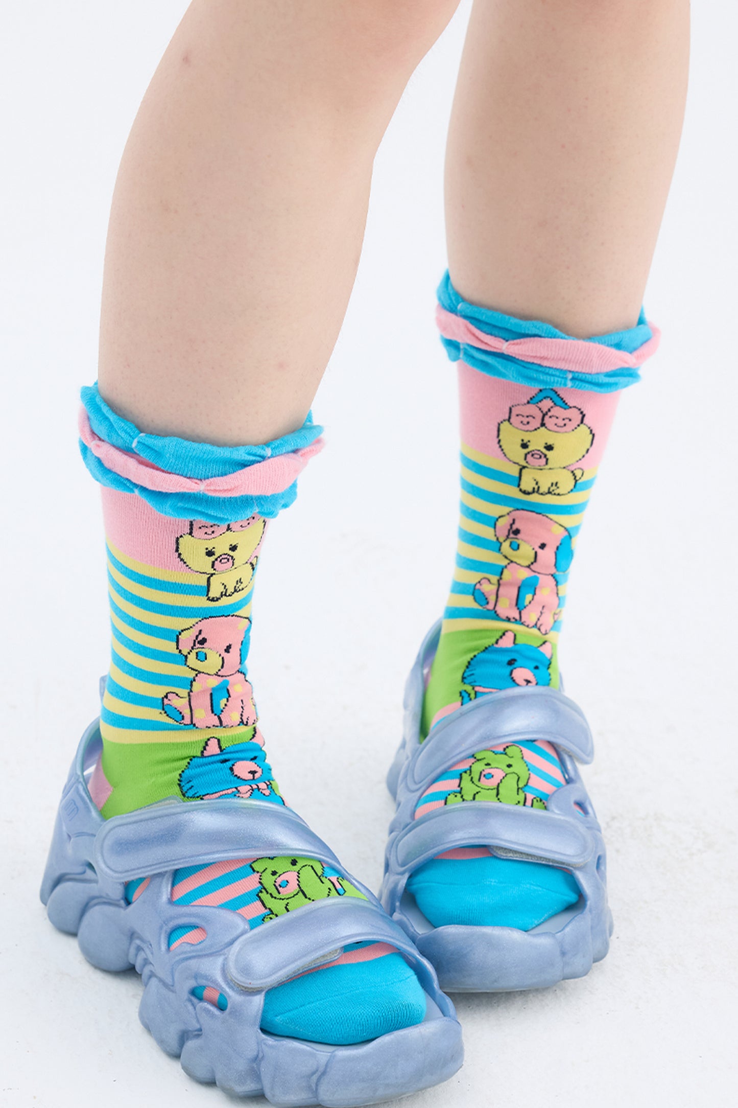 Chaussettes à motif animalier et blocs de couleur
