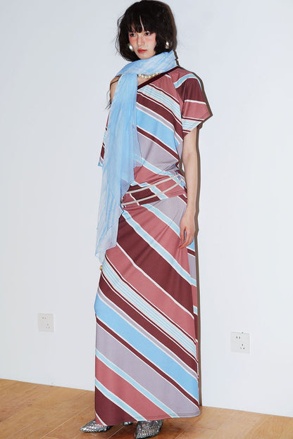 Color-Block Off-Shoulder Dress