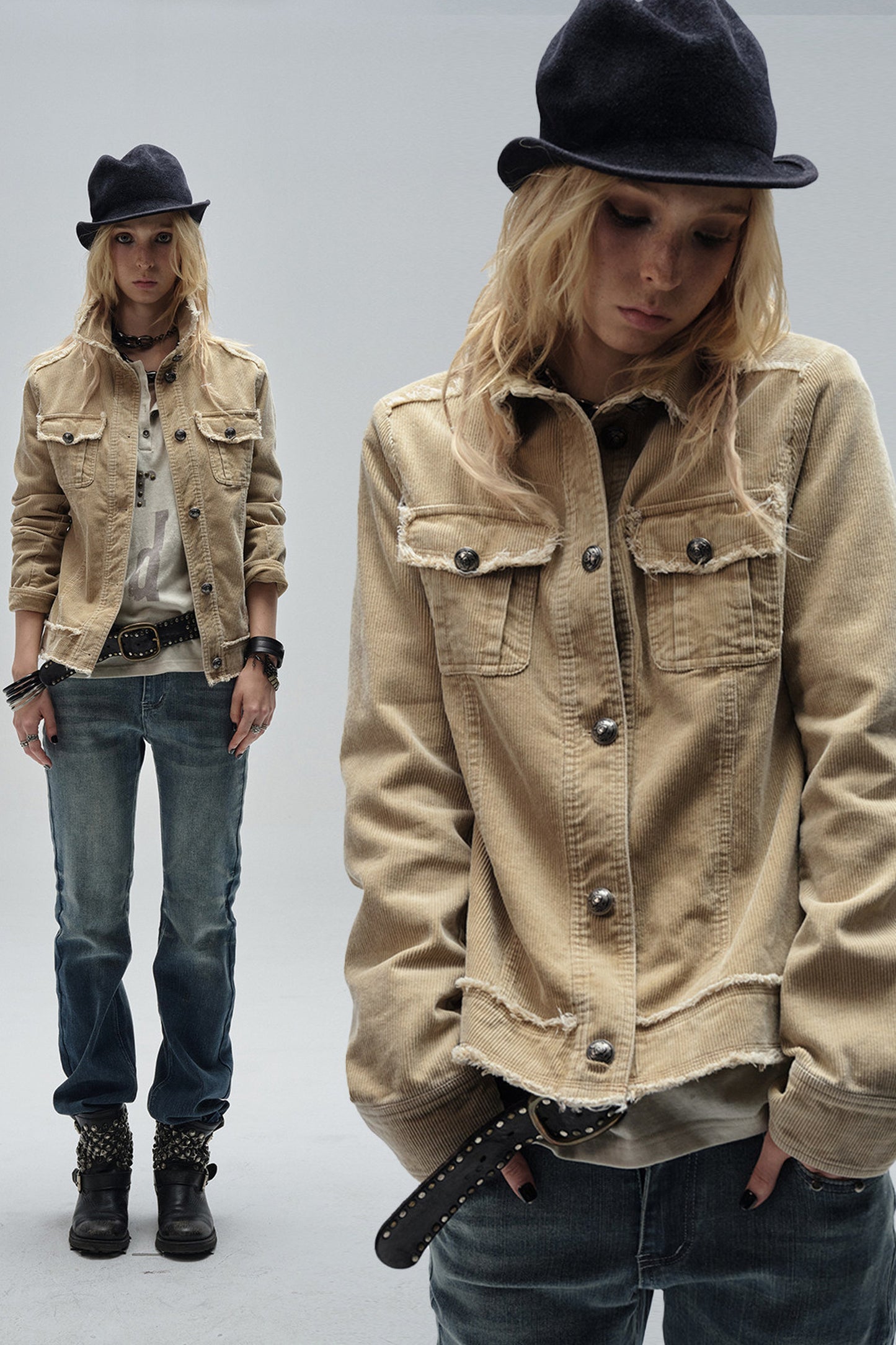 Distressed Corduroy Retro Jacket