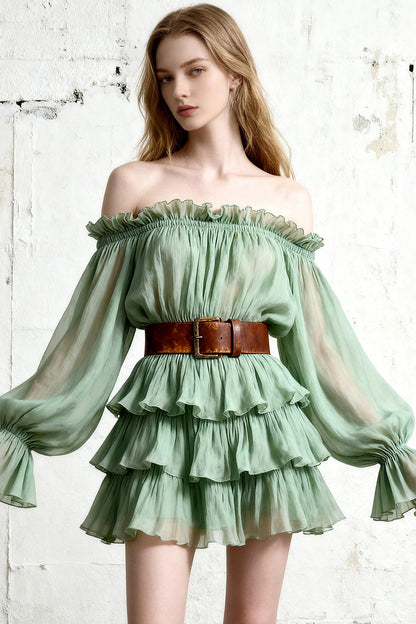 Off-Shoulder Tiered Ruffle Dress