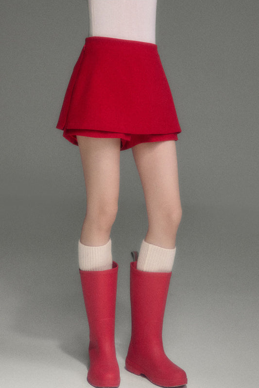 Red Berry A-Line Layered-Look Skirt