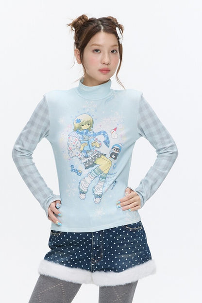 Octopus Grass Half-Turtleneck Top