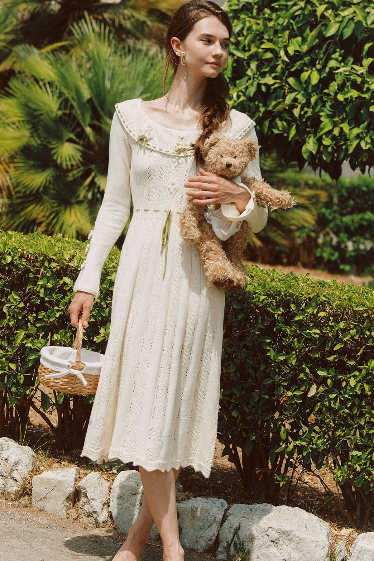 French Pastoral Retro Lazy Simple Knitted Top Set-Up