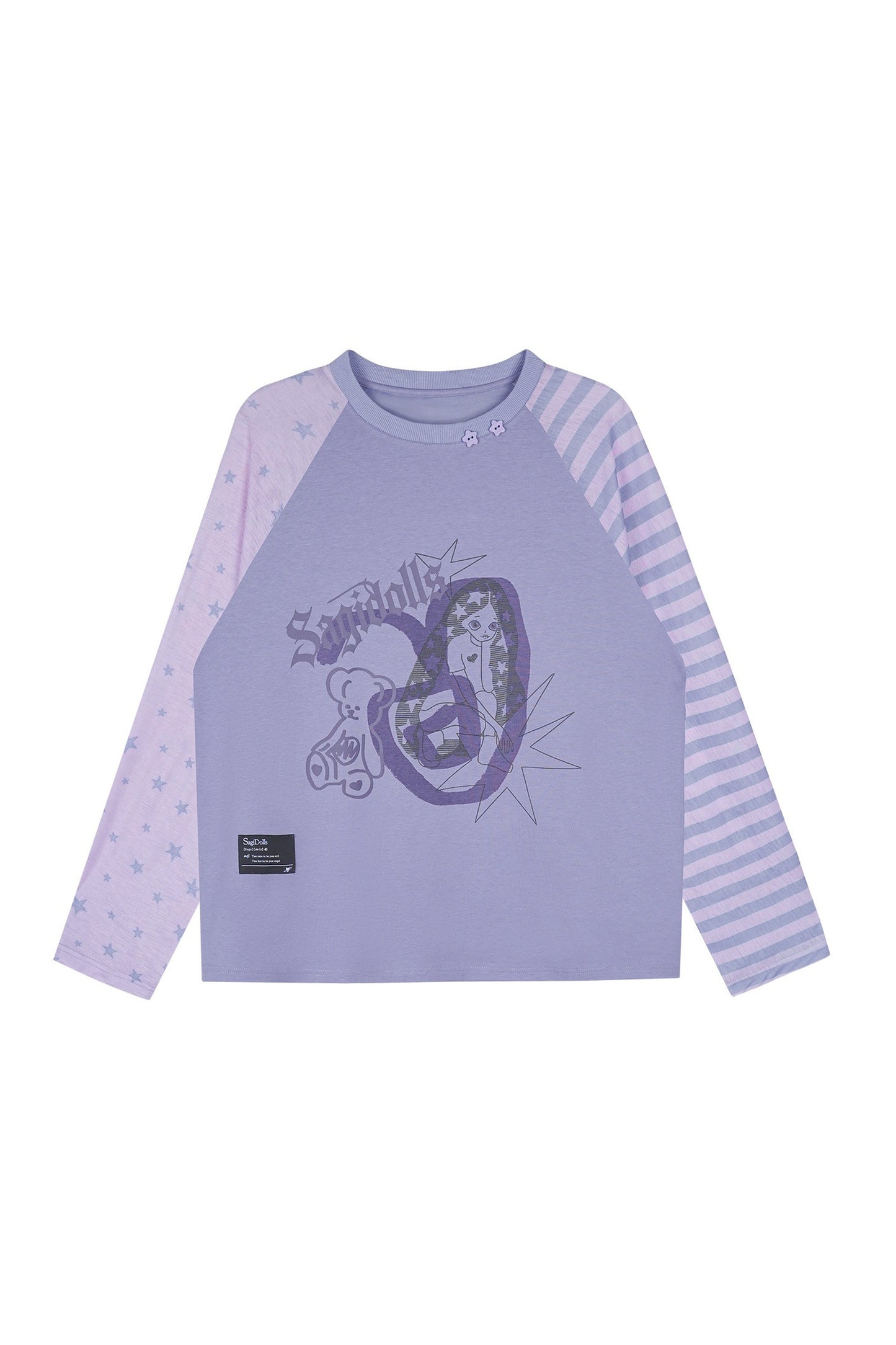 Purple Graffiti Print Raglan Blouse