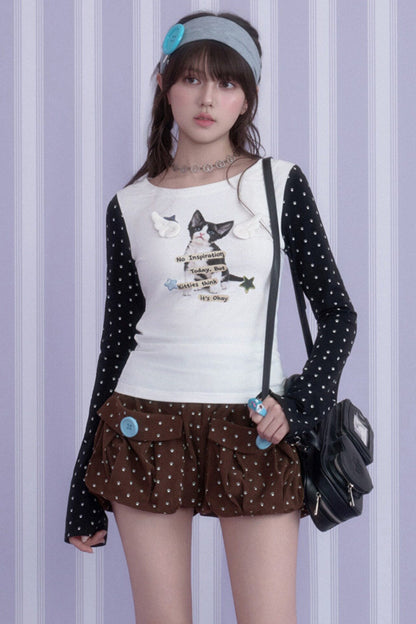 Corduroy Paw Print 3D Pocket Flower Shorts