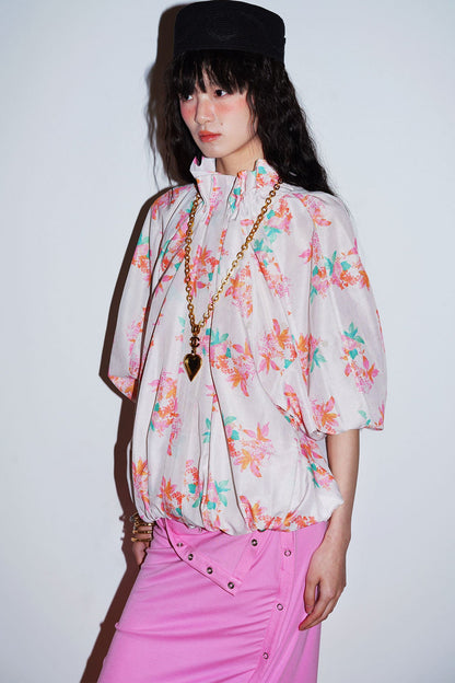 Semi-Sheer Printed Sun Top