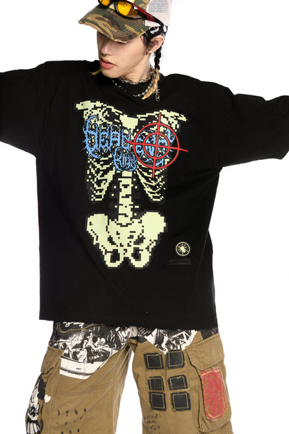 Skeleton Rock Hip-Hop Loose Blouse