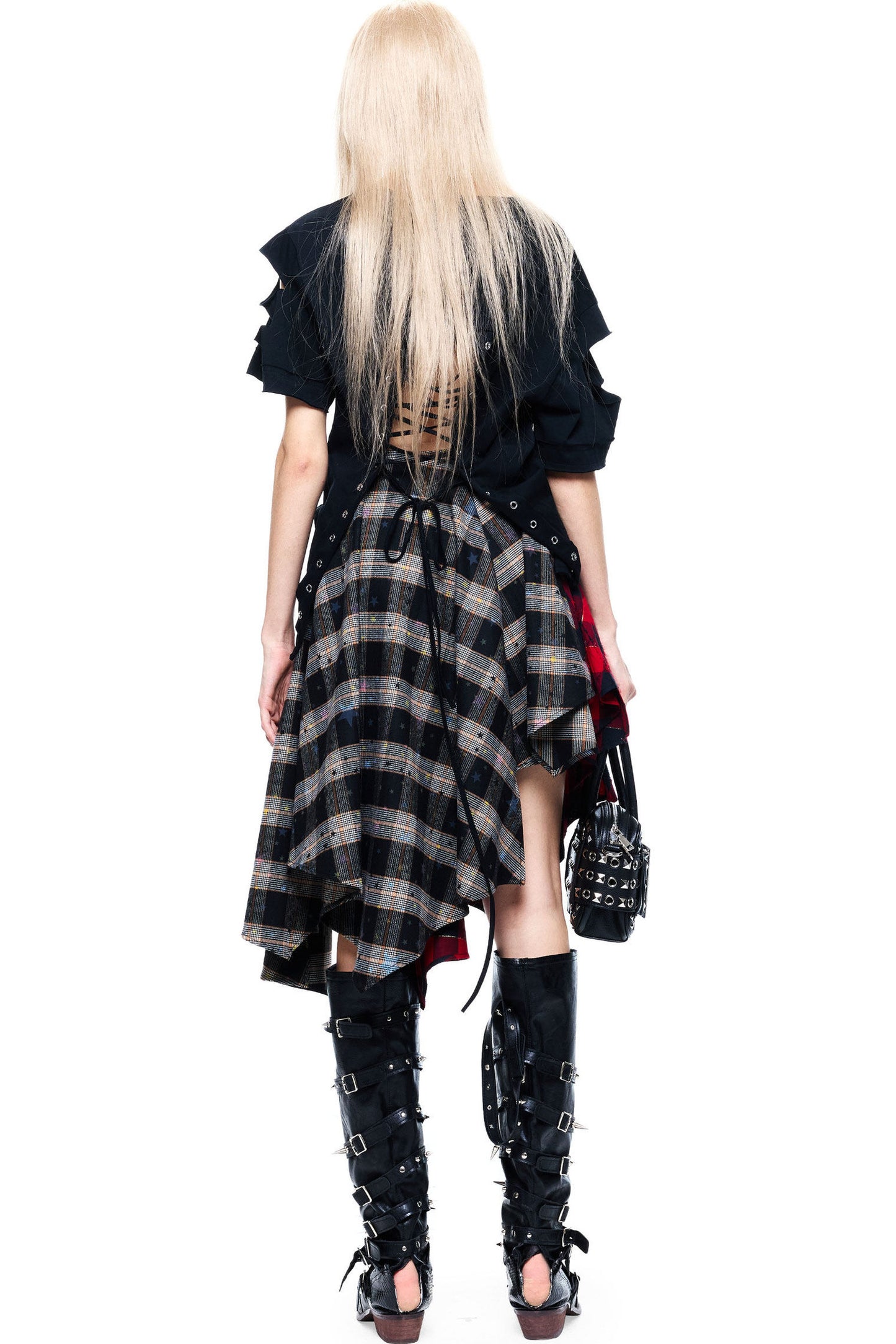 Hand-Torn Punk Back Hollow-Out Straps T-Shirt