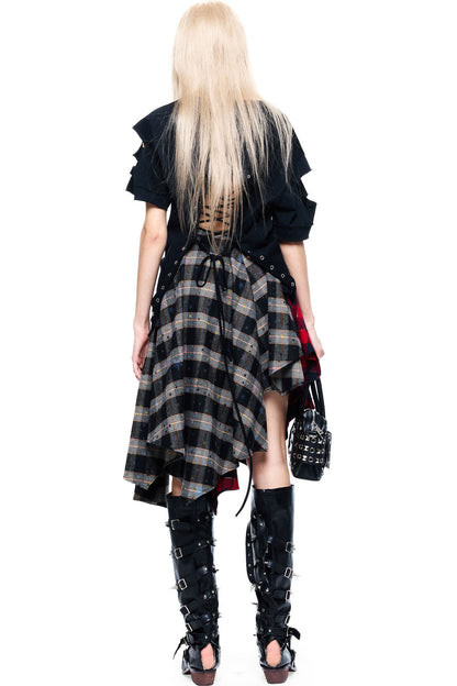 Hand-Torn Punk Back Hollow-Out Straps T-Shirt